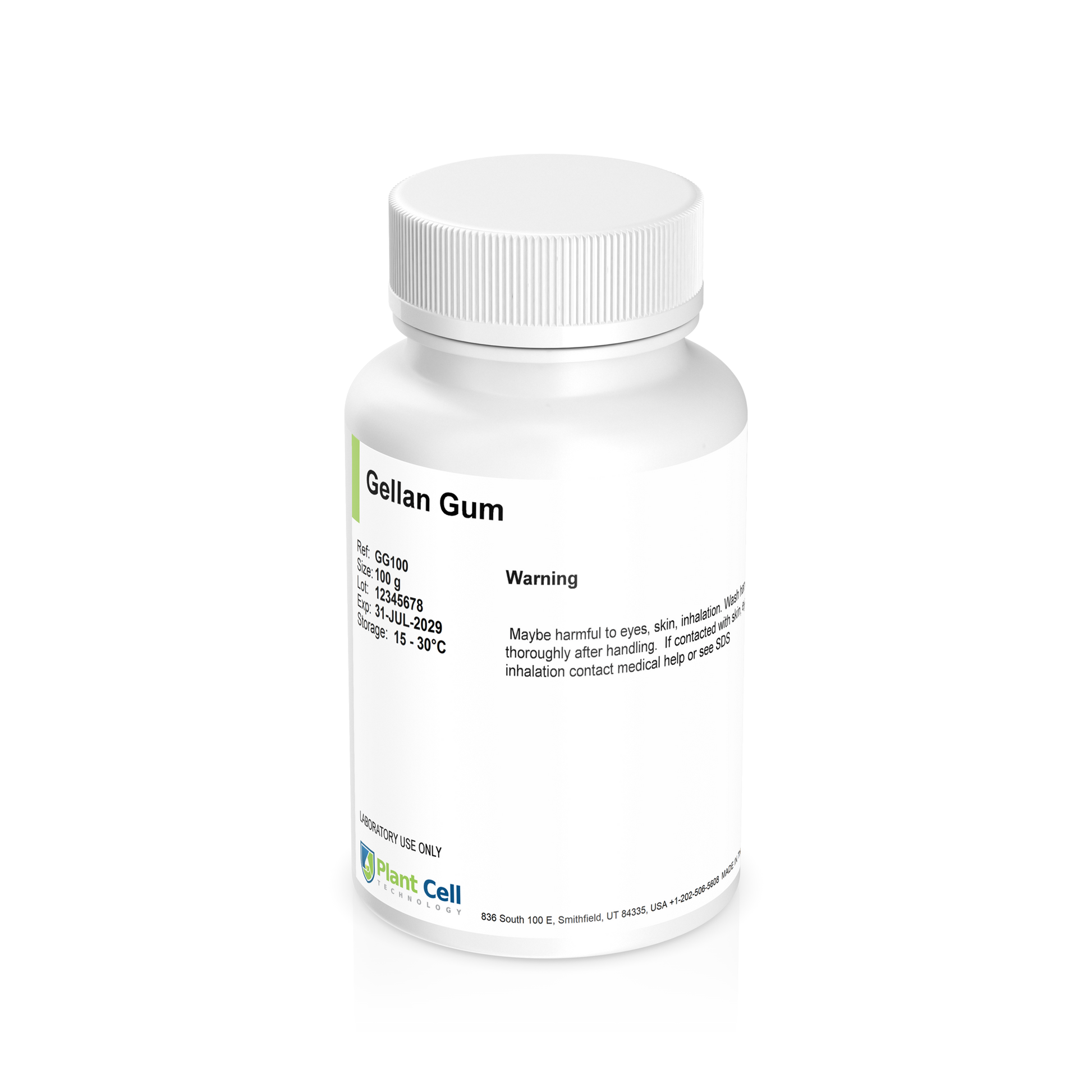 Bottle of Gellan Gum on a clear background