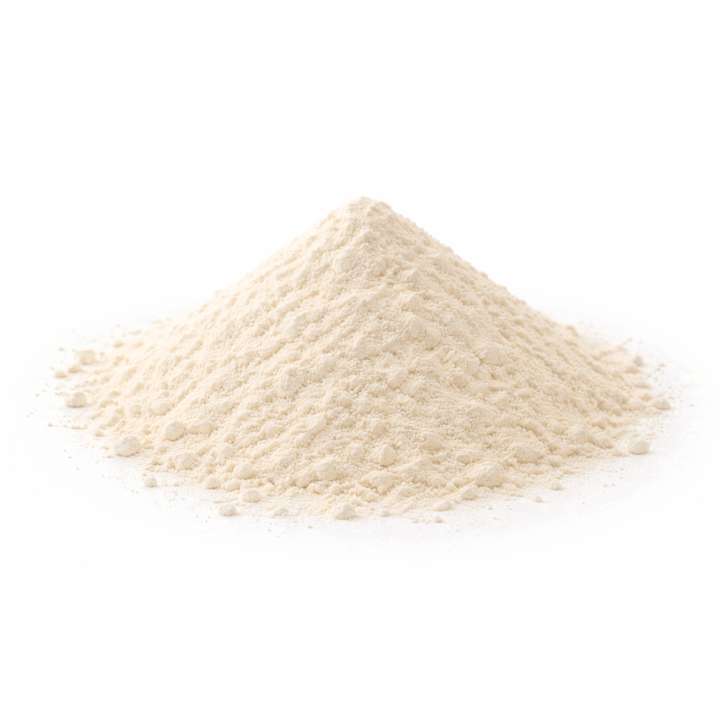 Heap of off-white powder on a white background