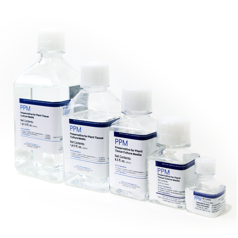Set of PPM bottles on a white background